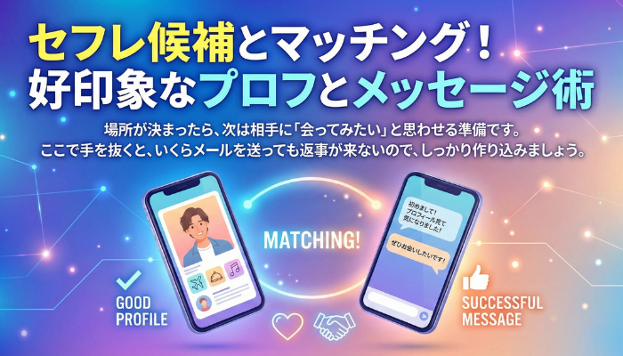 セフレ候補とマッチング!好印象なプロフとメッセージ術
